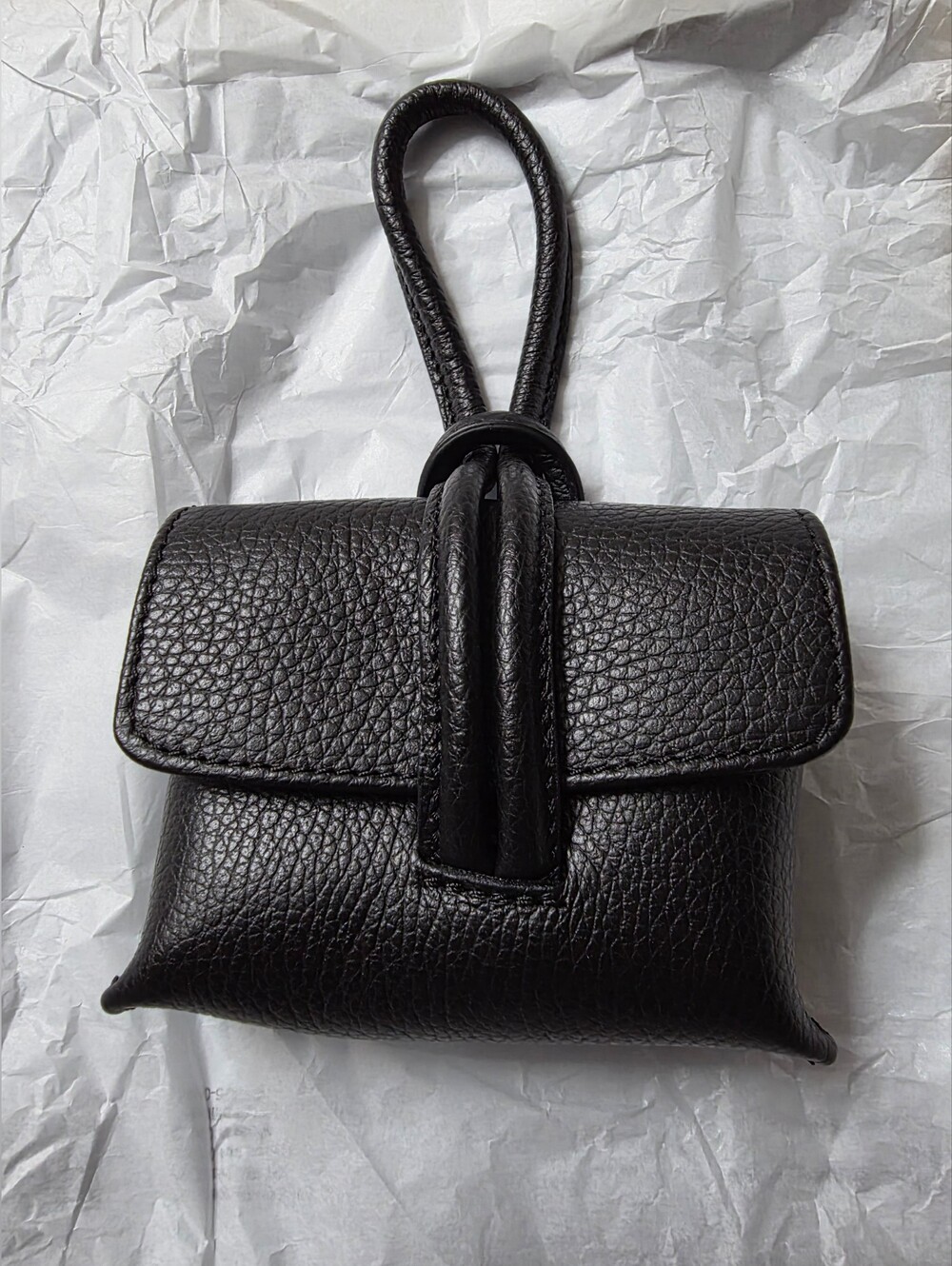 M.Gemi The Francesca Convertible Micro Handbag/Clutch - Black Tumbled Leather...
